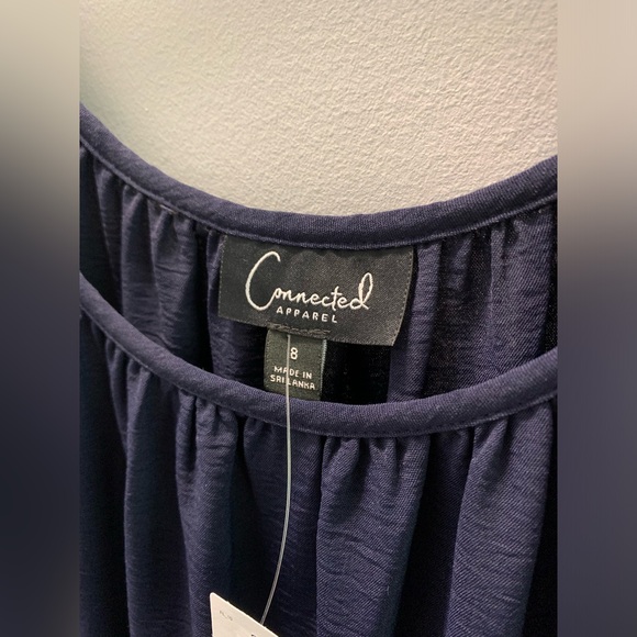 3/4 Length Navy Blue Sun Dress by Connected Apparel - Picture 2 of 4